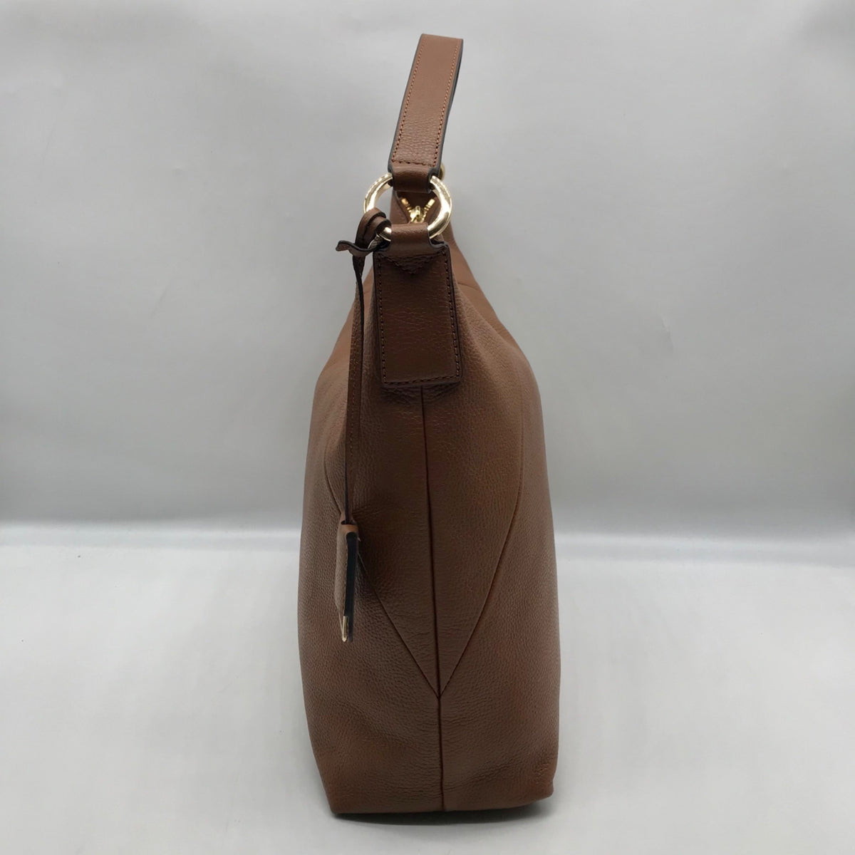 Michael Kors Brown Pebbled Leather Karson Shoulder Bag