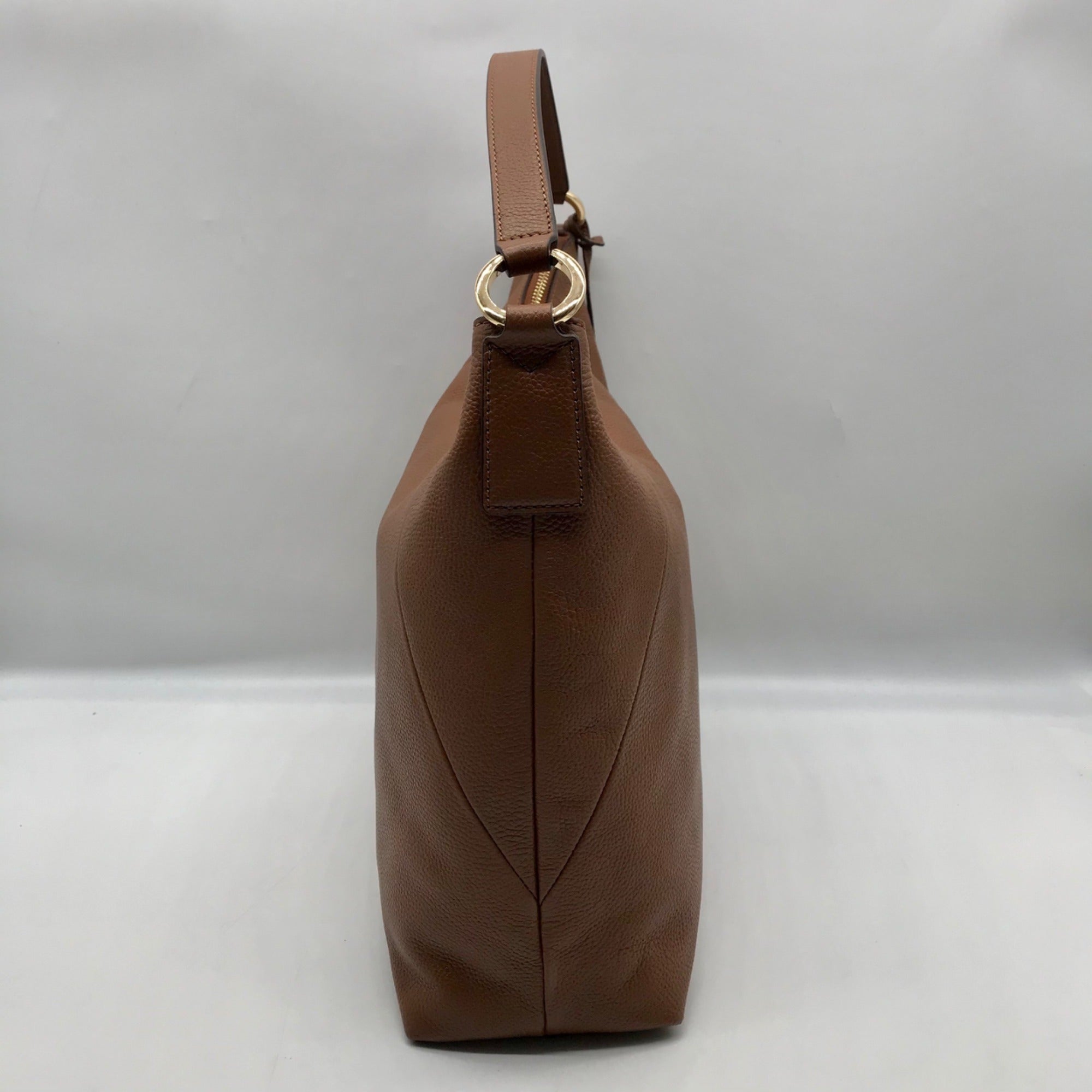 Michael Kors Brown Pebbled Leather Karson Shoulder Bag