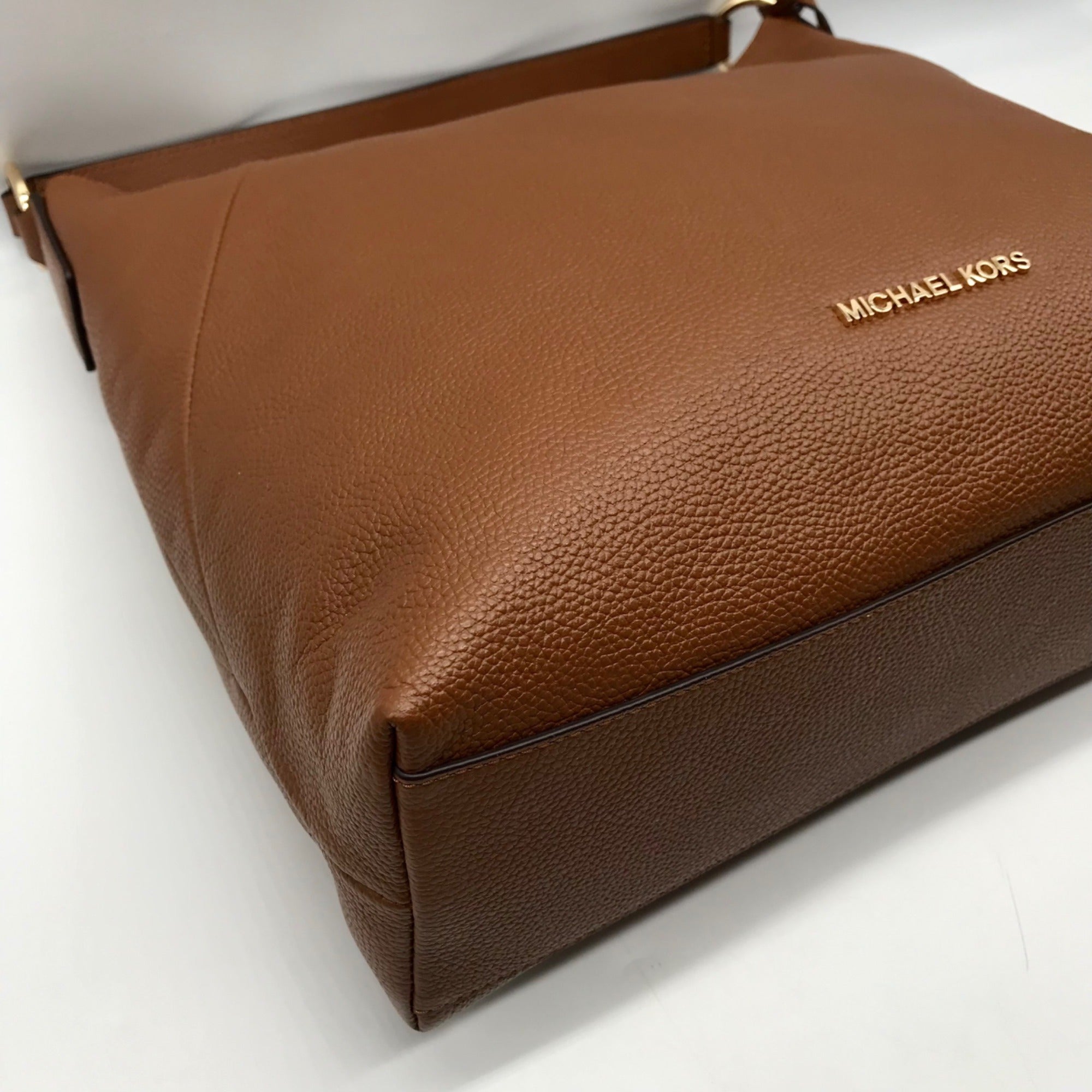 Michael Kors Brown Pebbled Leather Karson Shoulder Bag