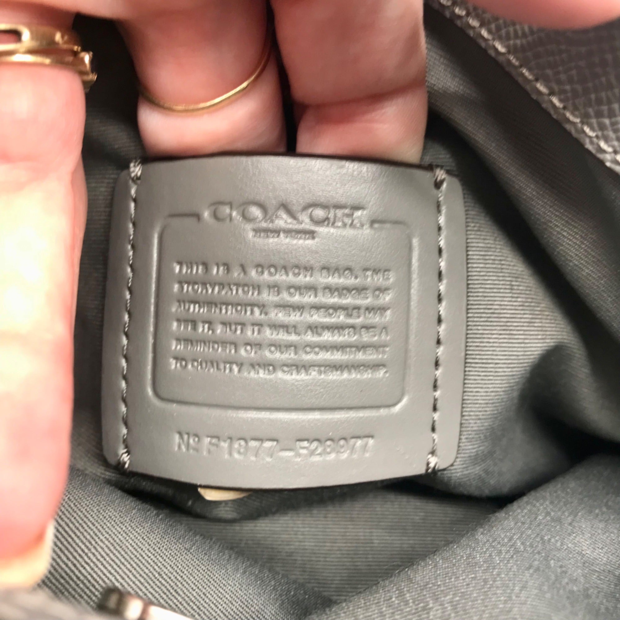 Coach Gray Pebbled Leather Convertible Handbag-F28977