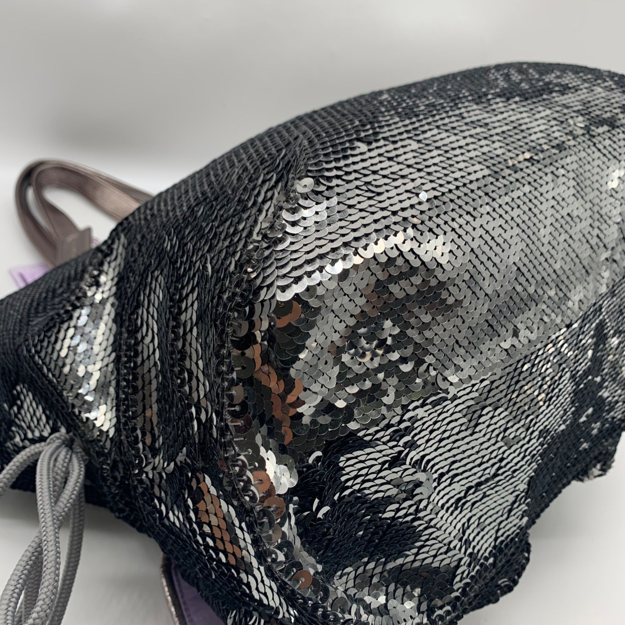 Coach Stone Gray Blue Poppy Sequin Spotlight Convertible Tote 13838
