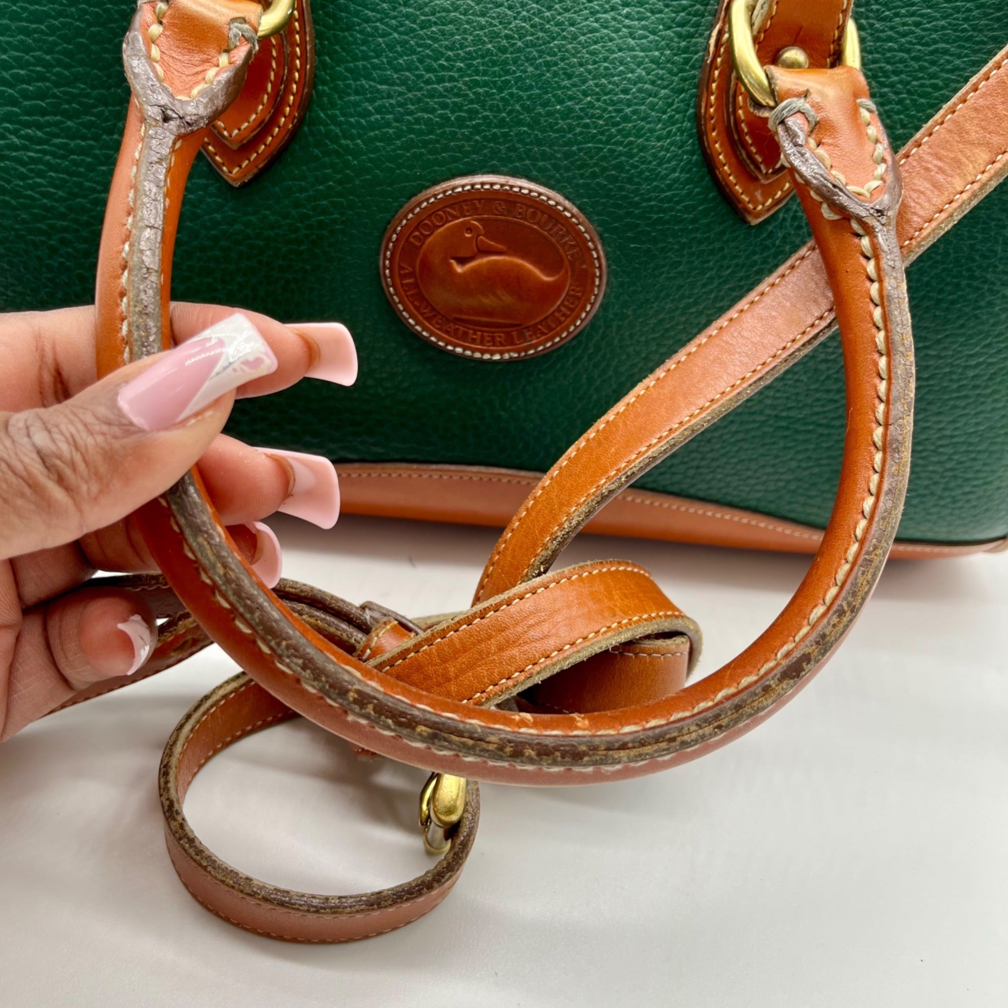 Dooney &amp; Bourke Green All-Weather Leather Satchel Bag