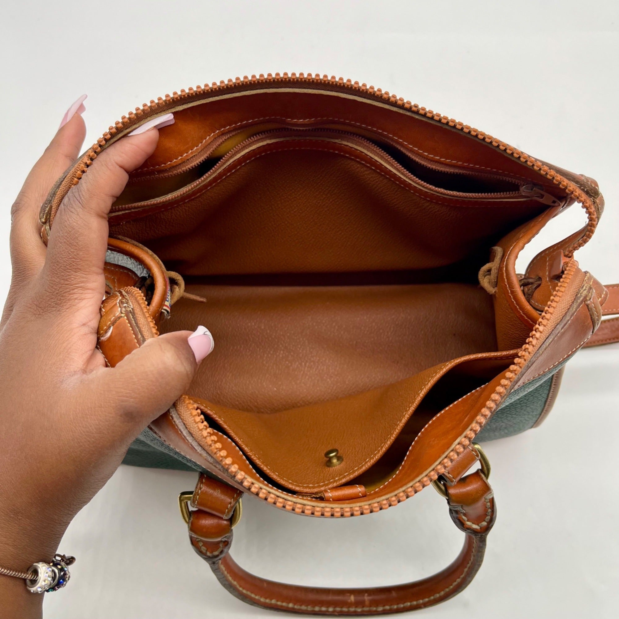 Dooney &amp; Bourke Green All-Weather Leather Satchel Bag
