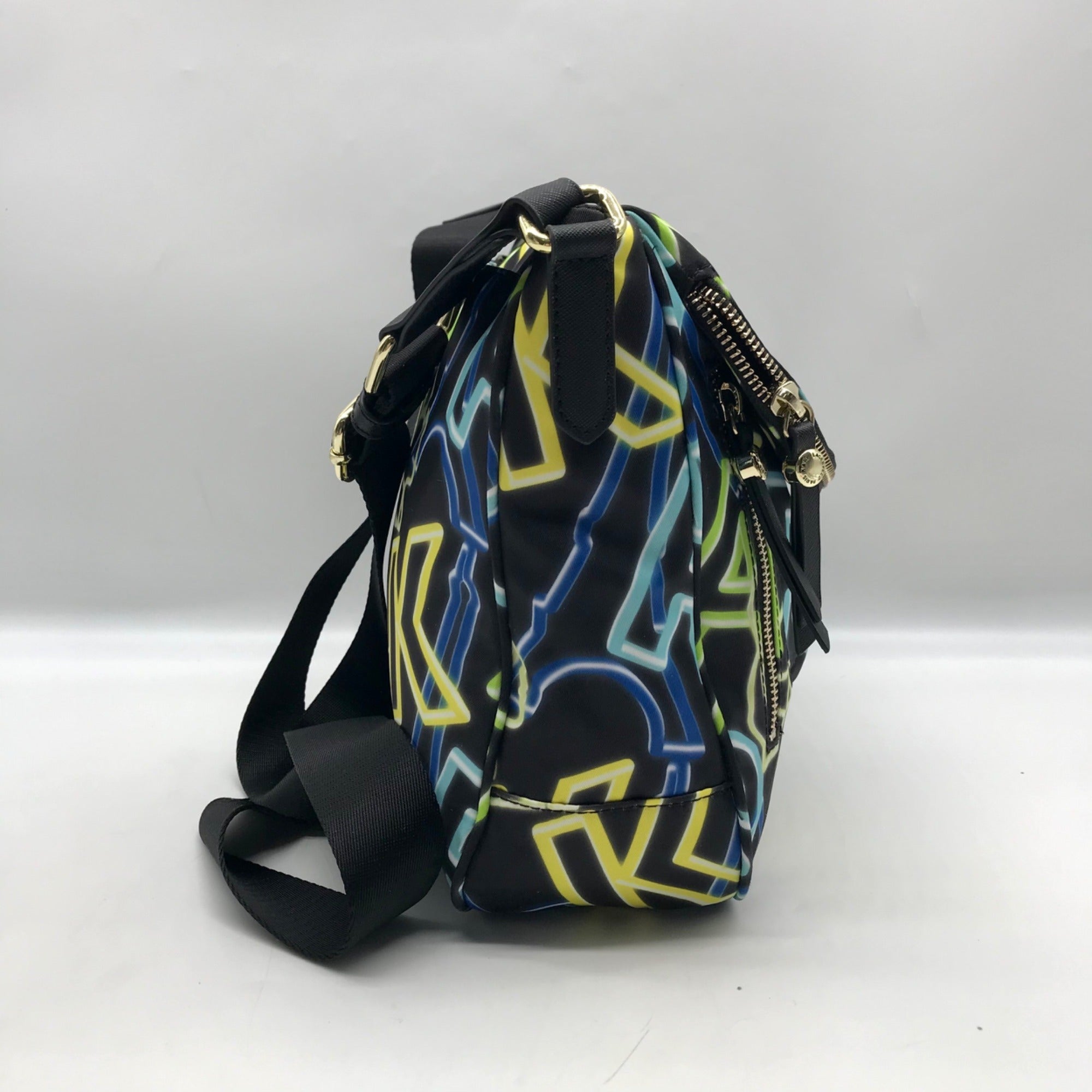Karl Lagerfeld Black &amp; Neon Green Nylon Paris Cara Crossbody Bag