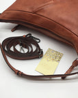 Uniquely Crafted By Artisans In India Diagonal Pleated Brown Leather Hobo