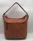 Uniquely Crafted By Artisans In India Diagonal Pleated Brown Leather Hobo