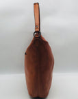 Uniquely Crafted By Artisans In India Diagonal Pleated Brown Leather Hobo