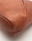 Uniquely Crafted By Artisans In India Diagonal Pleated Brown Leather Hobo