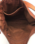 Uniquely Crafted By Artisans In India Diagonal Pleated Brown Leather Hobo