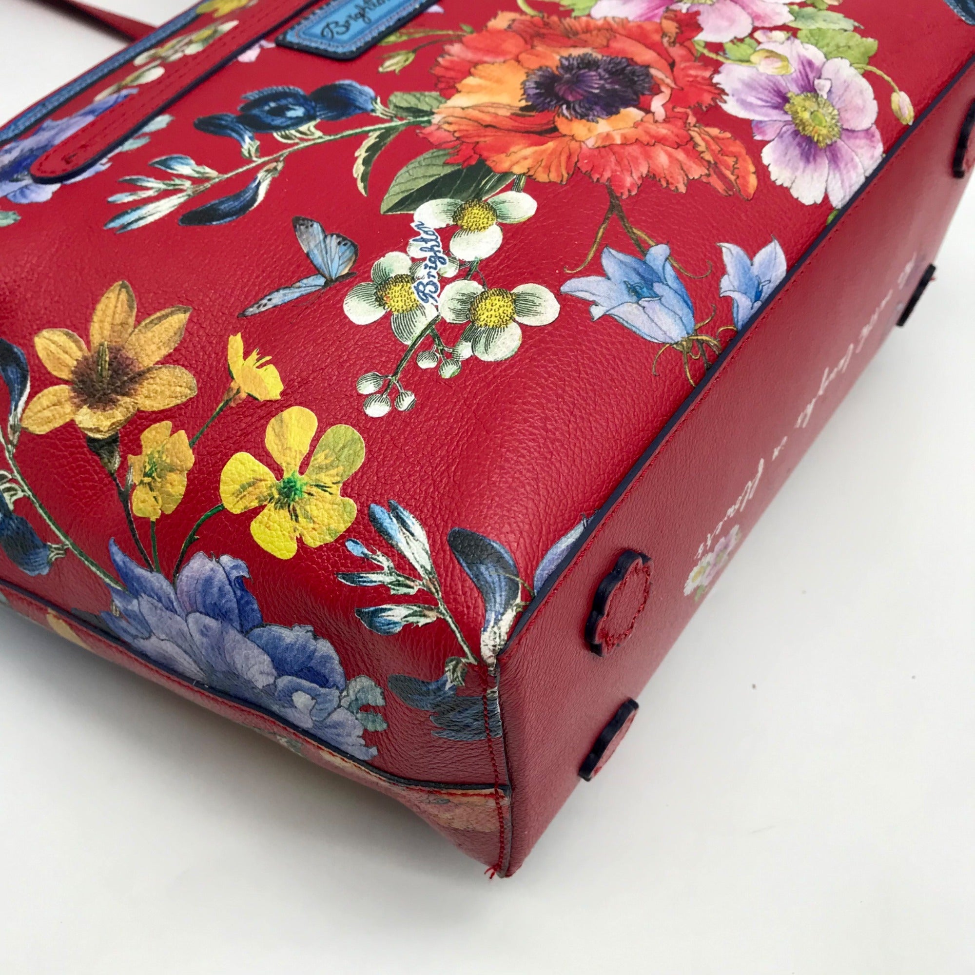 Brighton Red Leather Social Mailer Blossom Hill Rouge Scarlet Tote