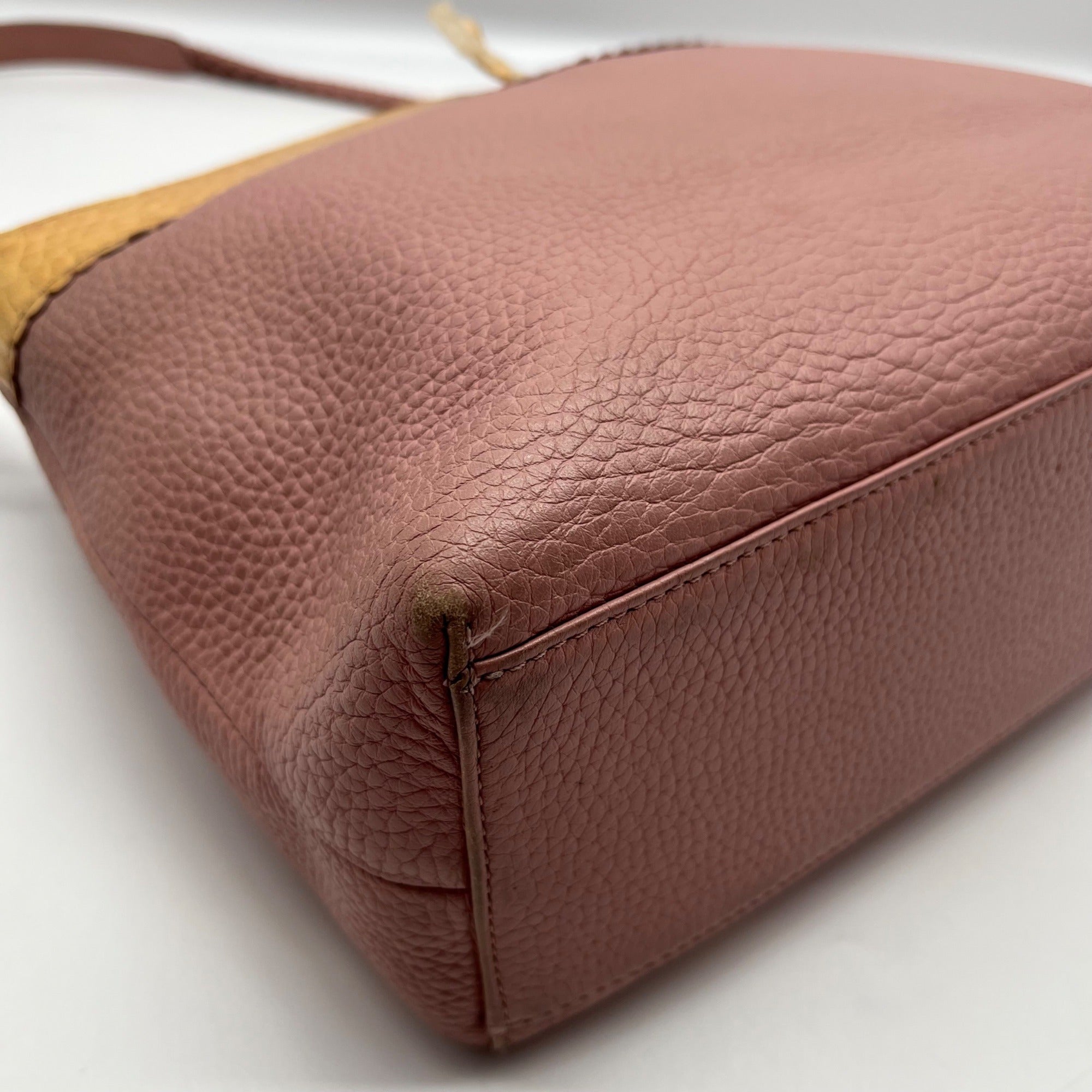 Brighton Pale Pink Pebbled Leather Bow Shoulder Bag