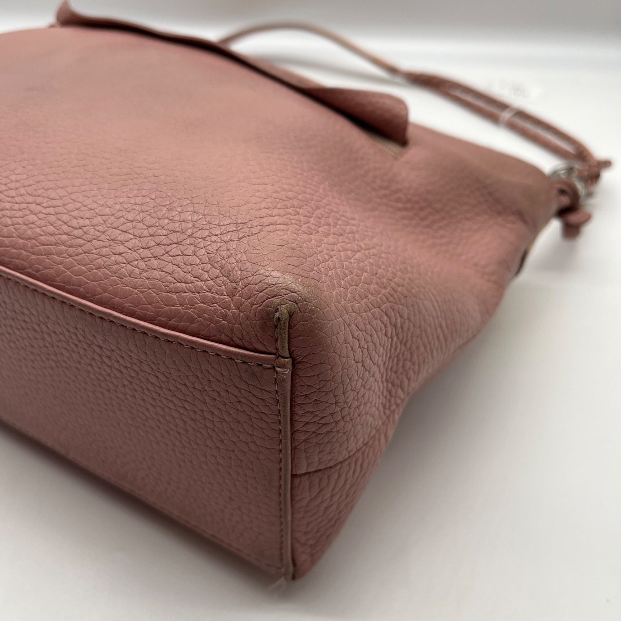 Brighton Pale Pink Pebbled Leather Bow Shoulder Bag