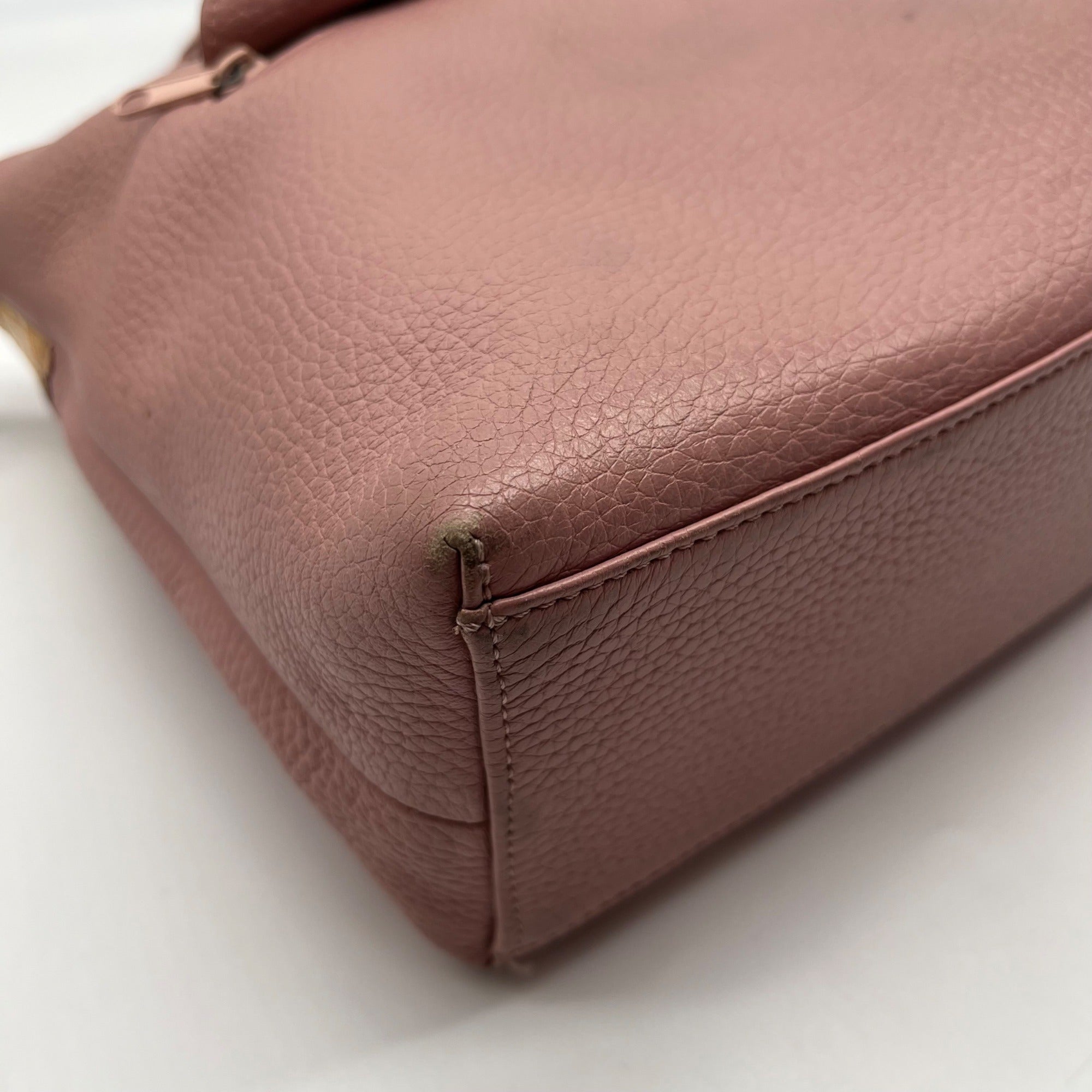 Brighton Pale Pink Pebbled Leather Bow Shoulder Bag