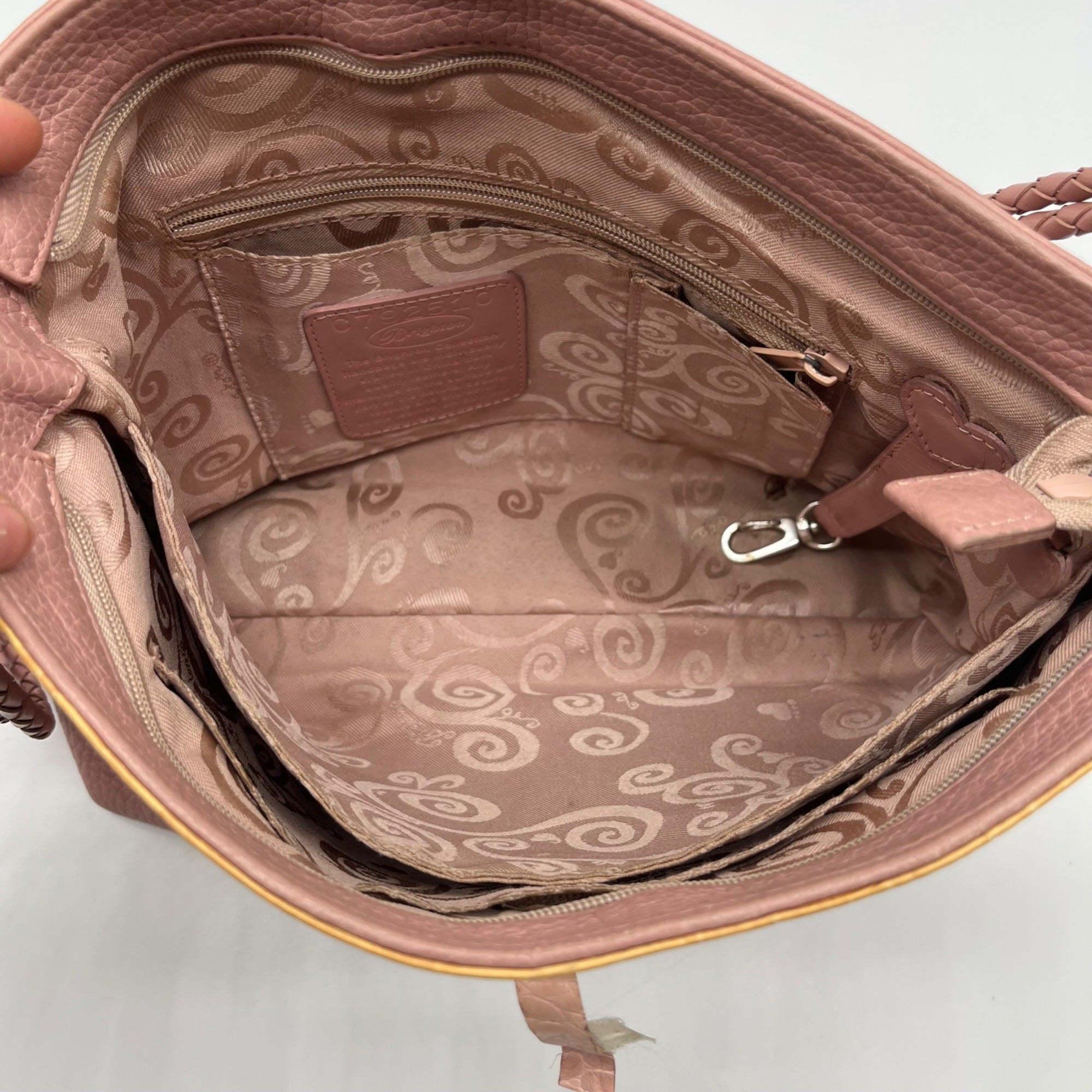 Brighton Pale Pink Pebbled Leather Bow Shoulder Bag