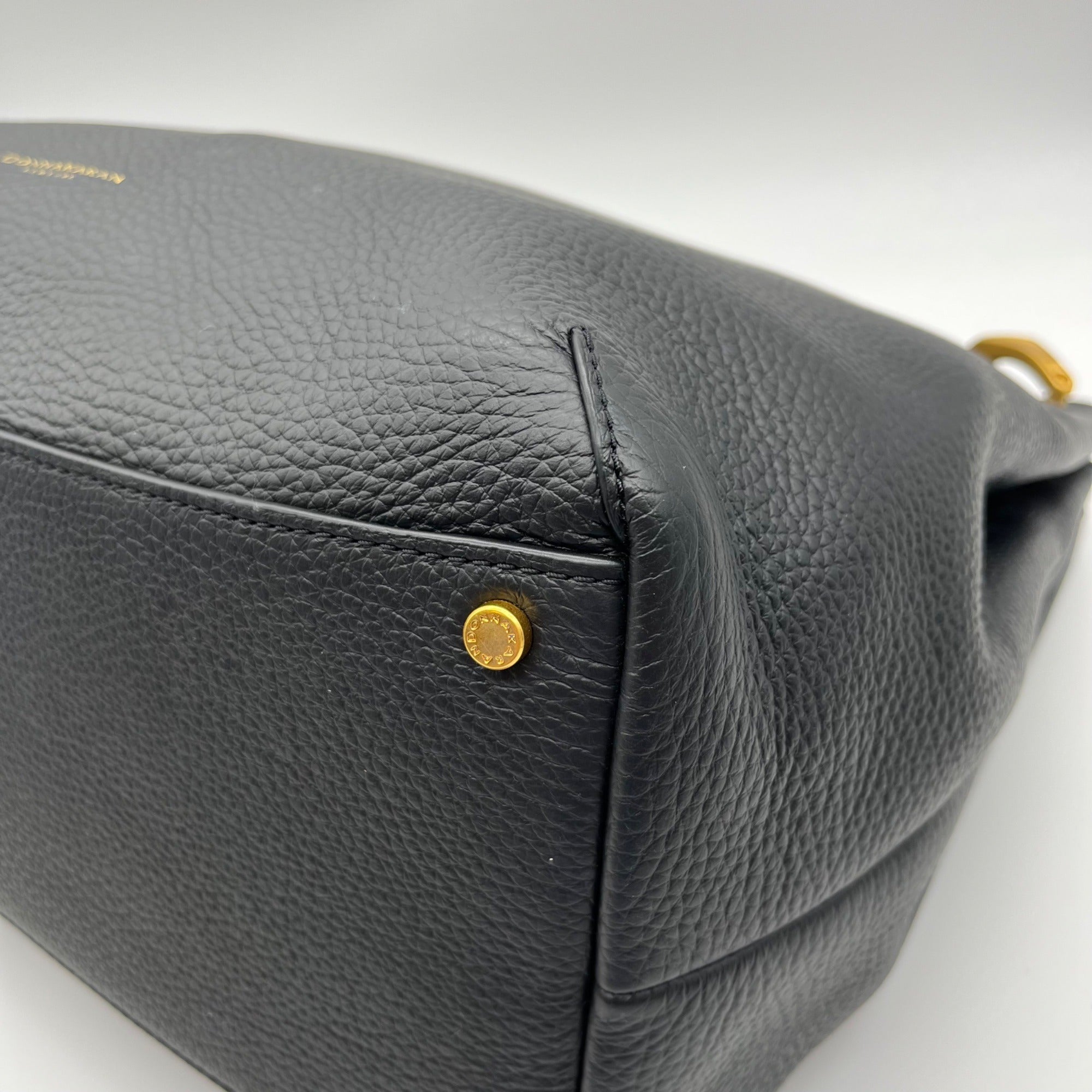 Donna Karan Black Pebbled Leather Glenwood Shoulder Bag