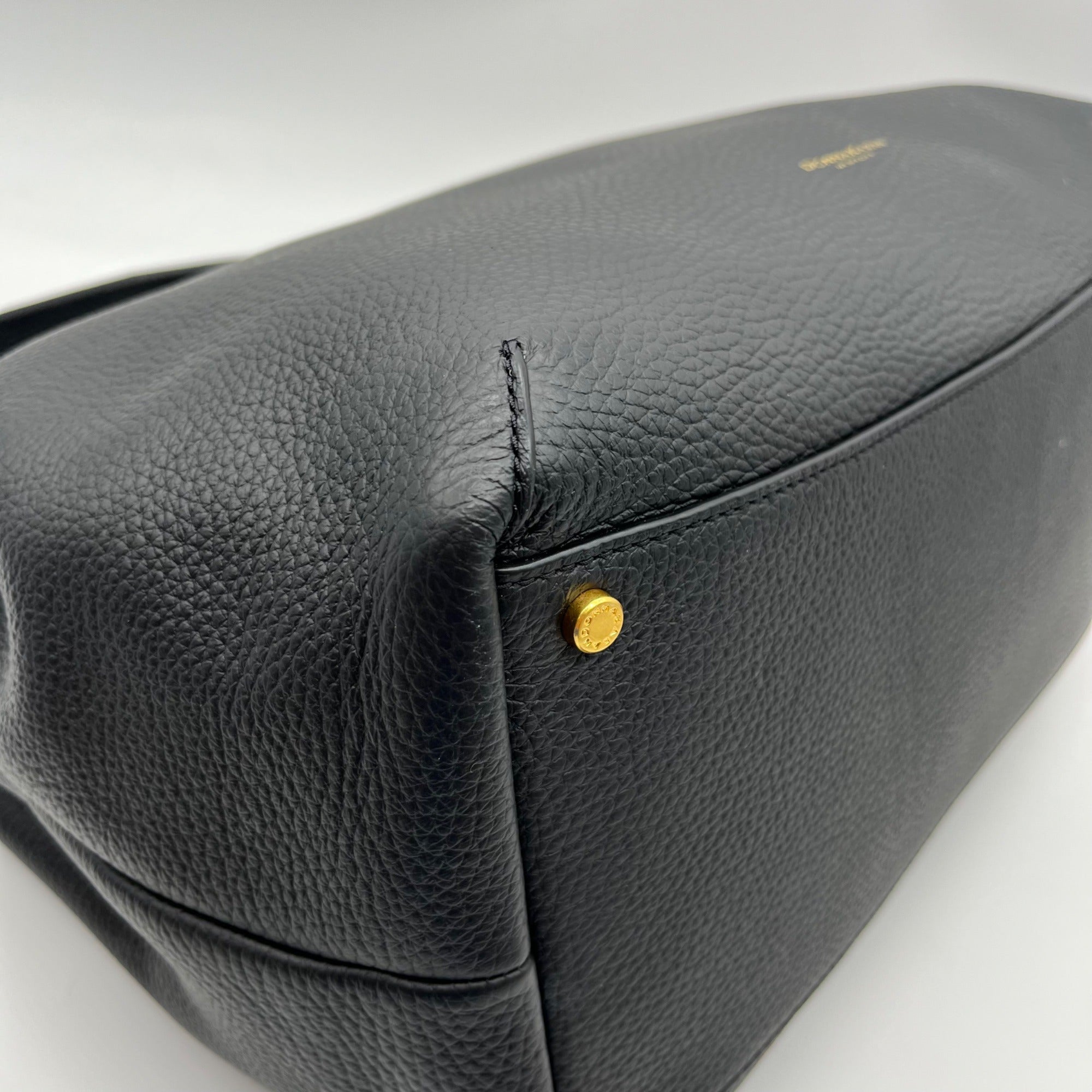Donna Karan Black Pebbled Leather Glenwood Shoulder Bag