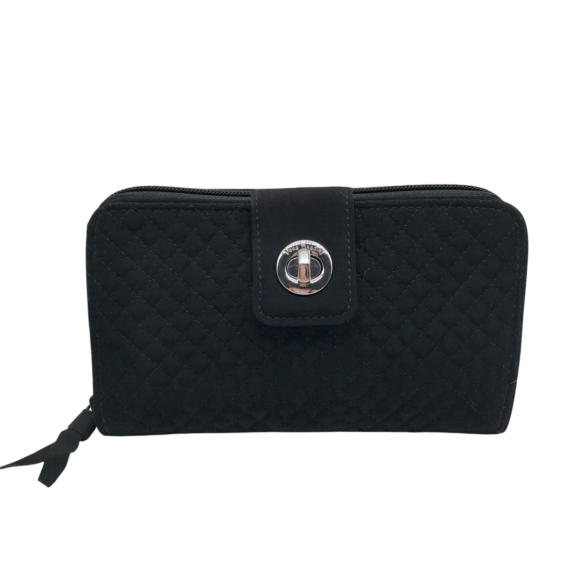 Vera Bradley Black  Microfiber RFID Turnlock Wallet 