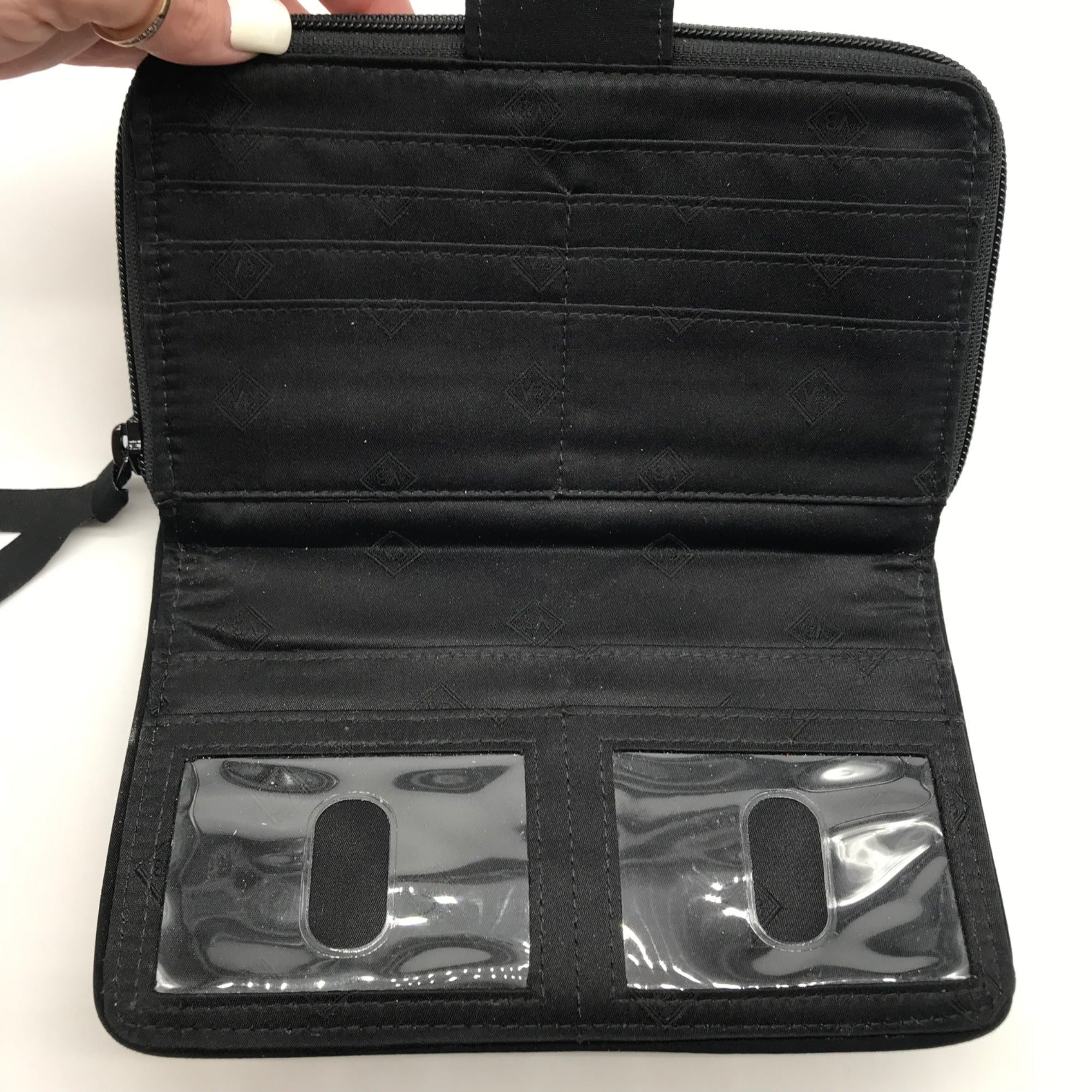 Vera Bradley Black Microfiber RFID Turnlock Wallet