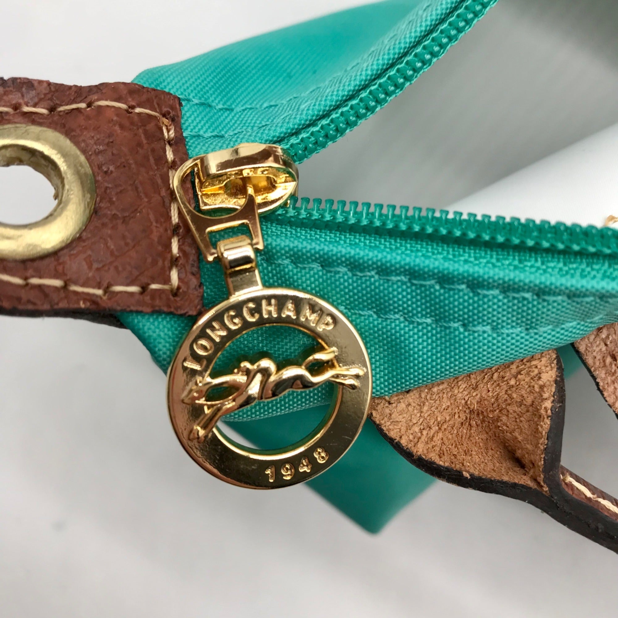 Longchamp Turquoise Nylon Le Pliage Mini Pouch