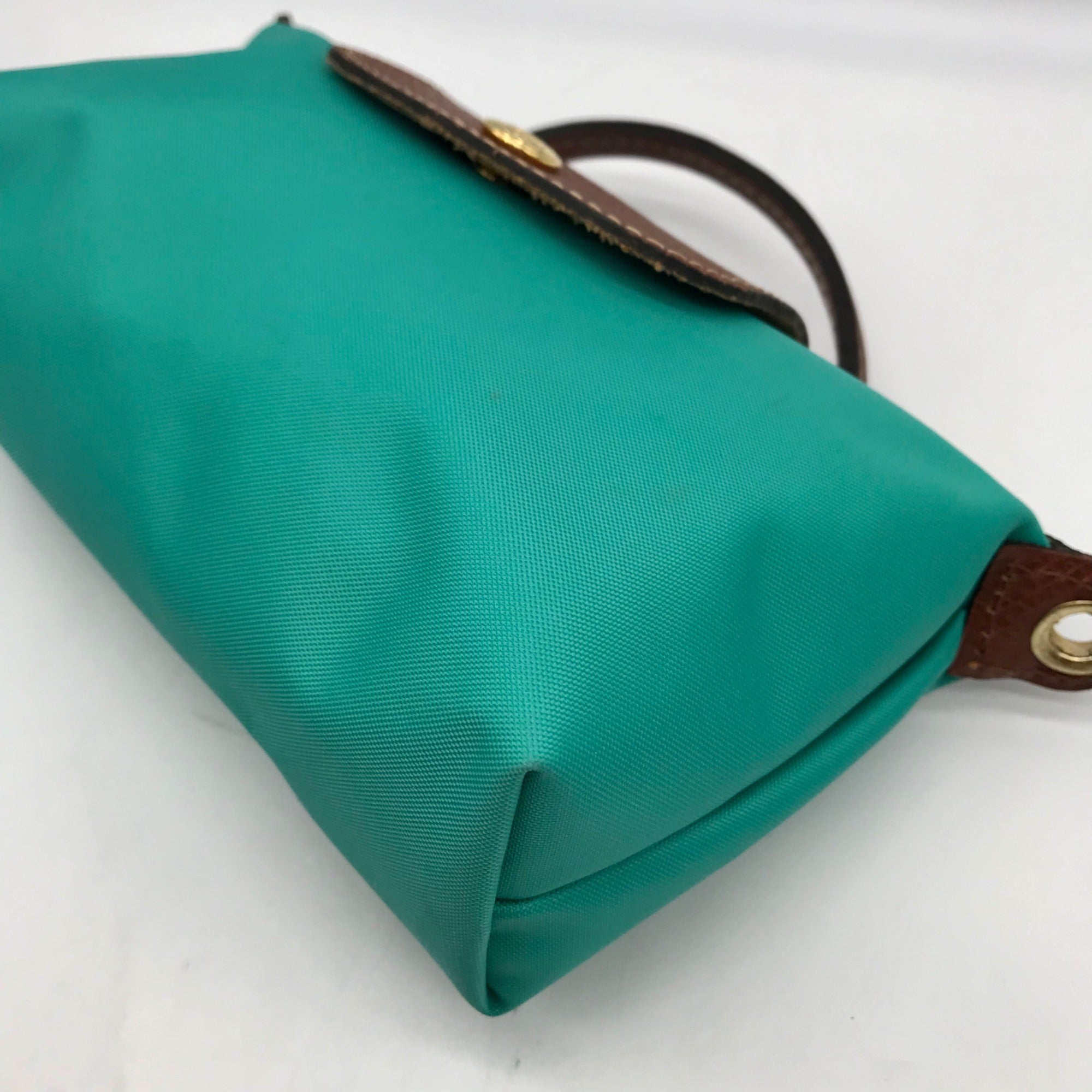 Longchamp Turquoise Nylon Le Pliage Mini Pouch