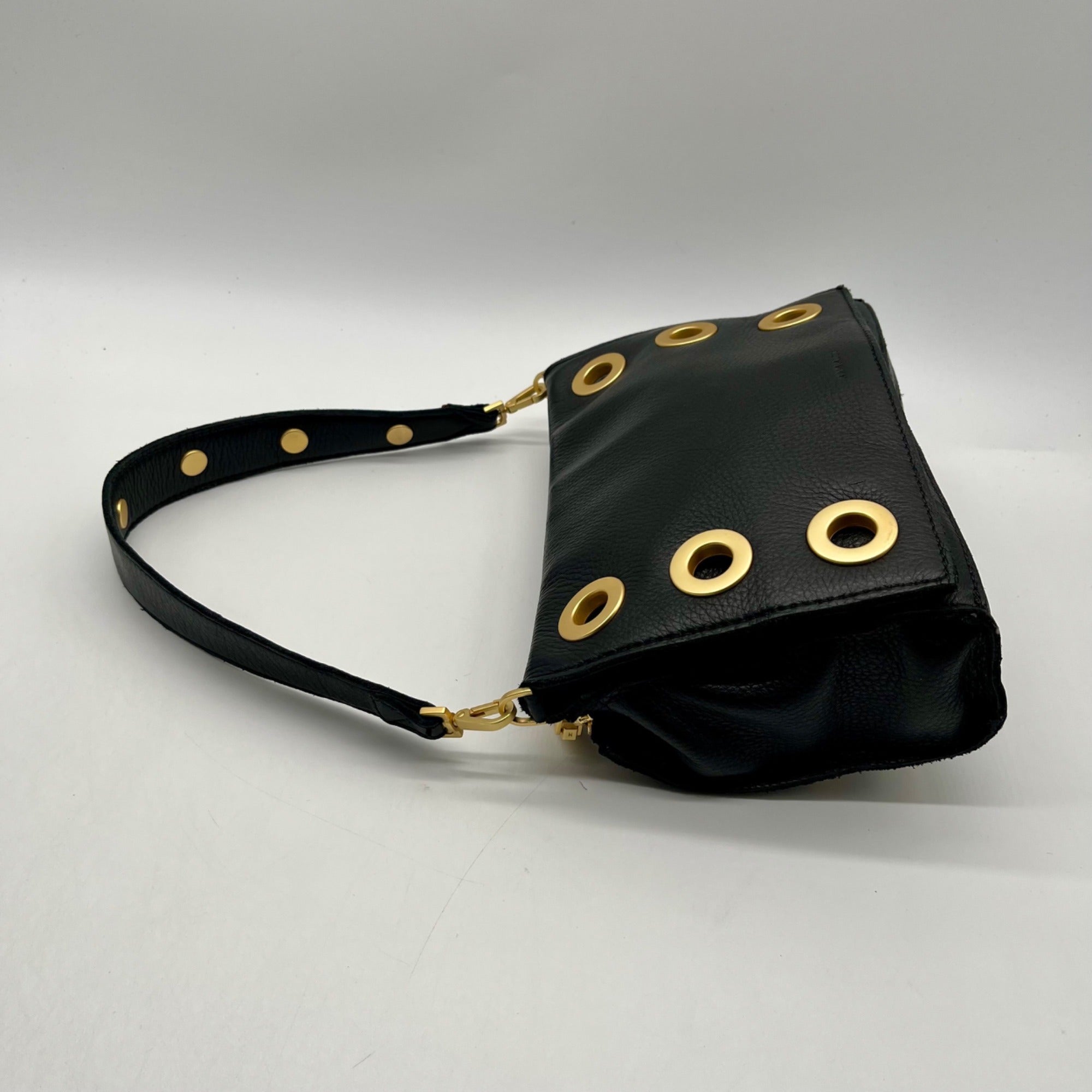 Hammitt Black Pebbled Leather Reversible Shoulder Bag