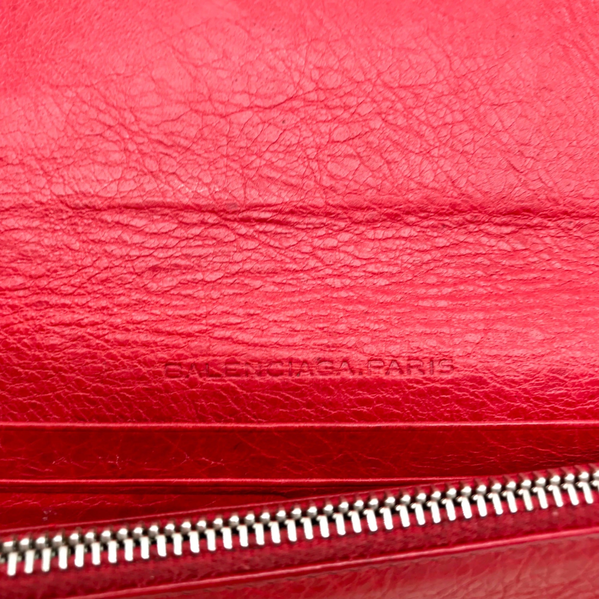 Balenciaga Red Leather City Flap Continental Wallet