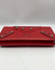 Balenciaga Red Leather City Flap Continental Wallet