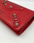 Balenciaga Red Leather City Flap Continental Wallet