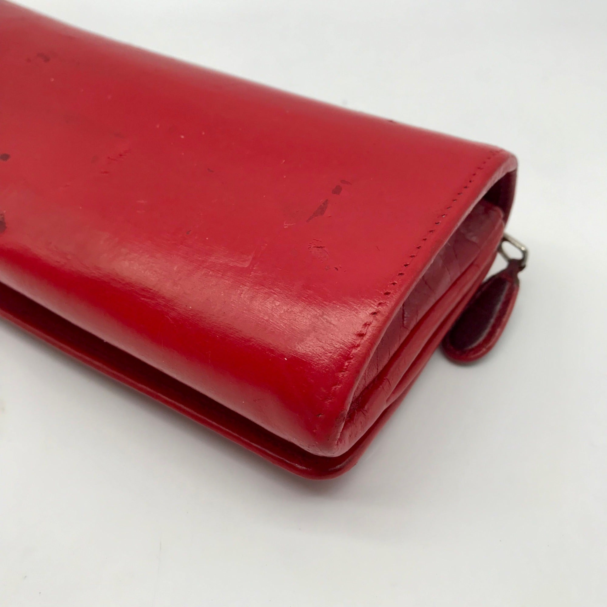Balenciaga Red Leather City Flap Continental Wallet