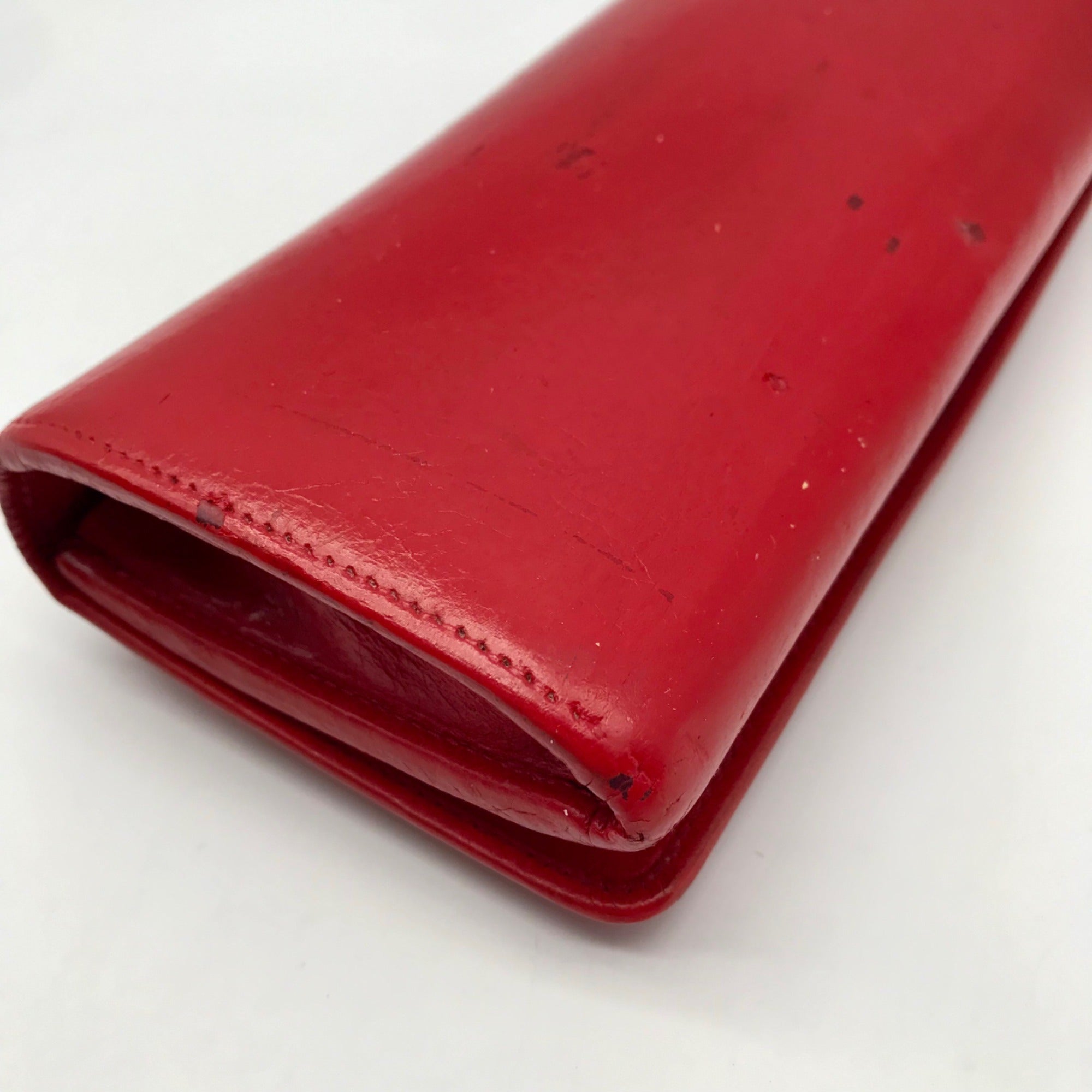 Balenciaga Red Leather City Flap Continental Wallet
