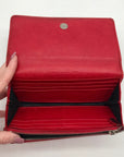 Balenciaga Red Leather City Flap Continental Wallet