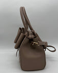 Like Dreams Taupe Large Bow Faux Leather Satchel