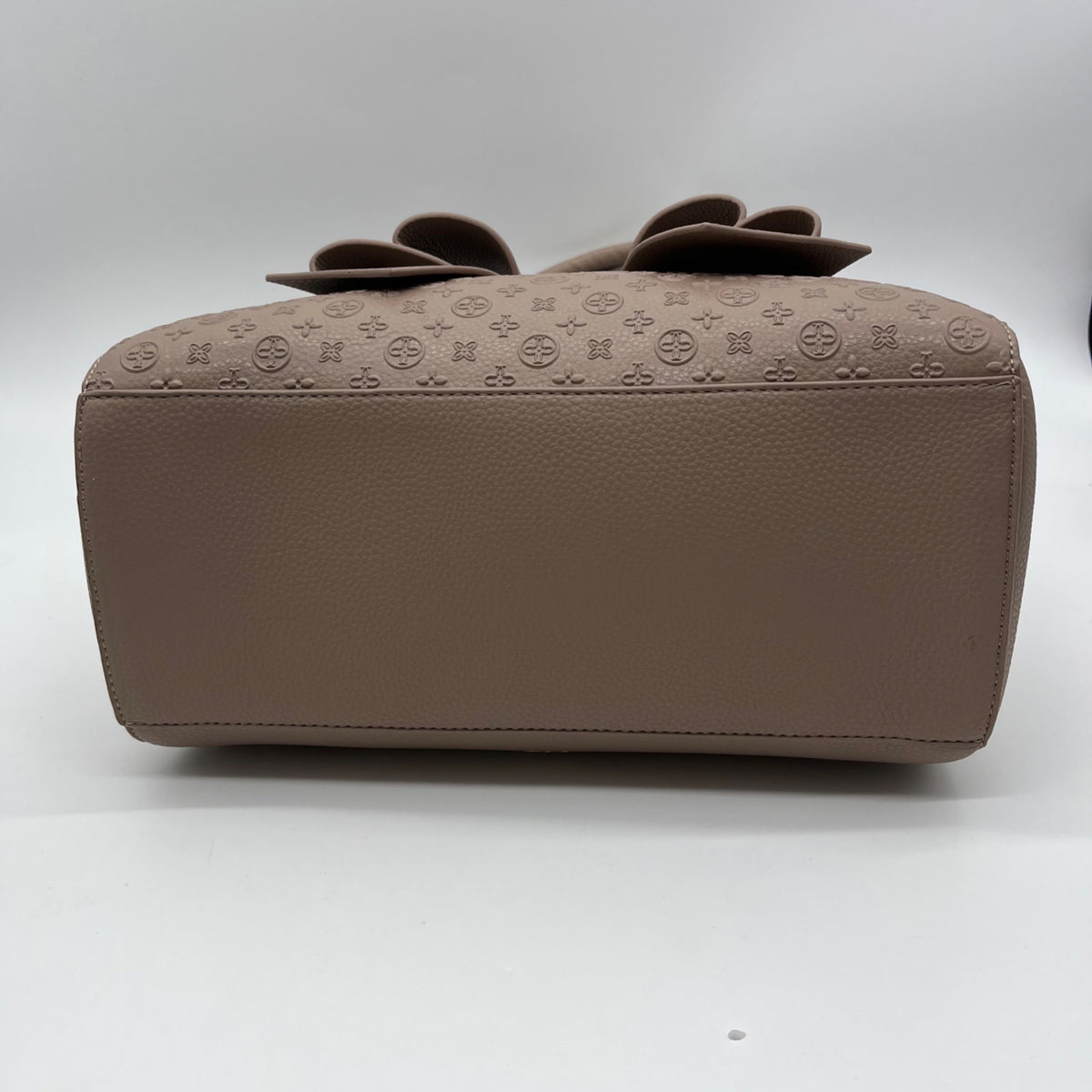 Like Dreams Taupe Large Bow Faux Leather Satchel