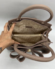 Like Dreams Taupe Large Bow Faux Leather Satchel