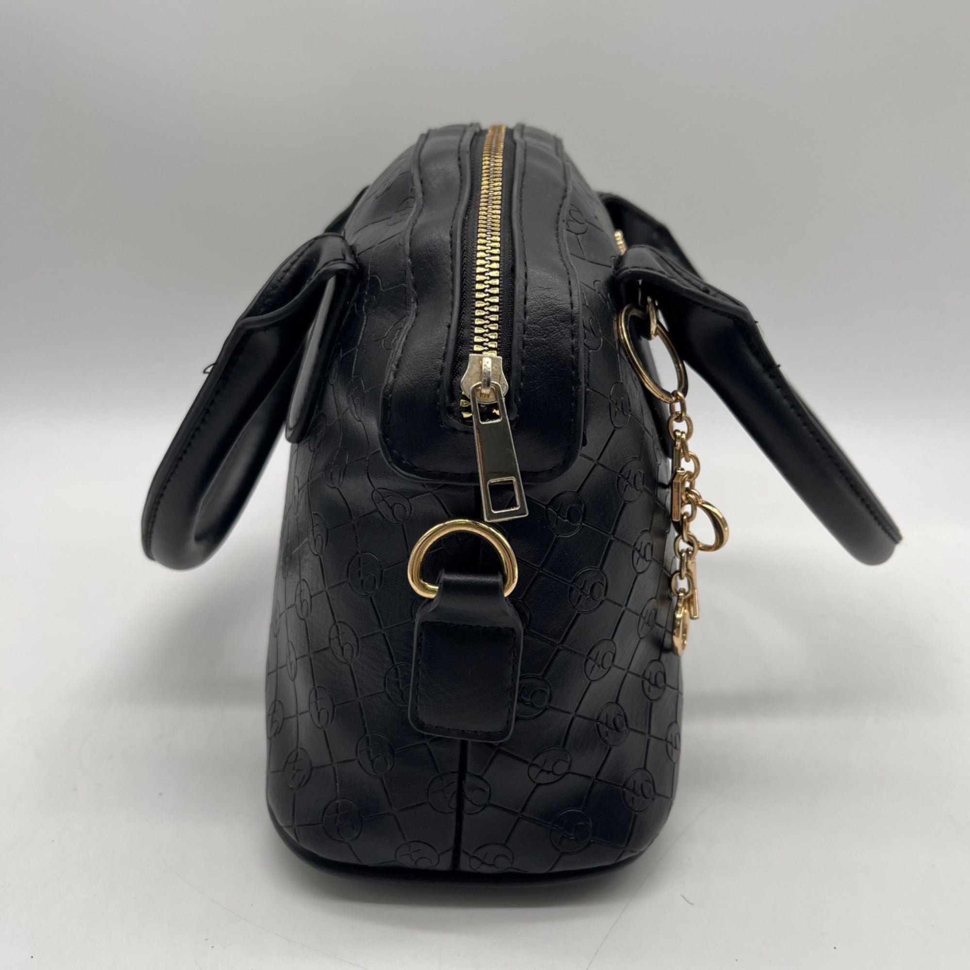 XOXO Black Faux Leather Logo Embossed Satchel Bag