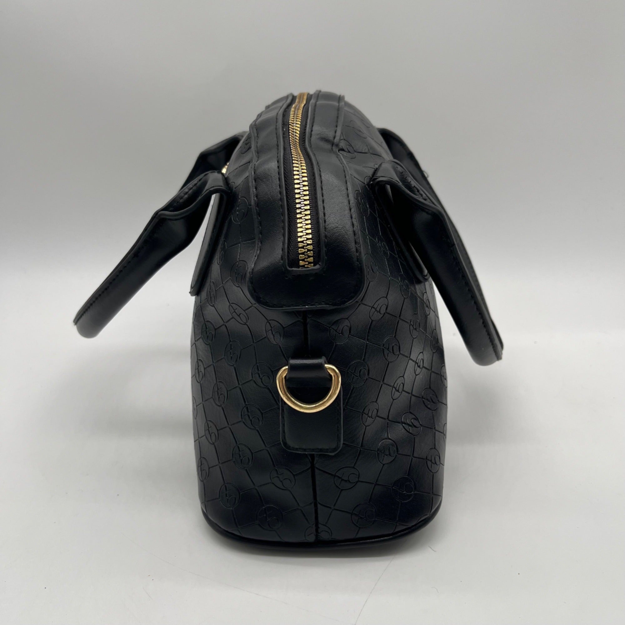 XOXO Black Faux Leather Logo Embossed Satchel Bag