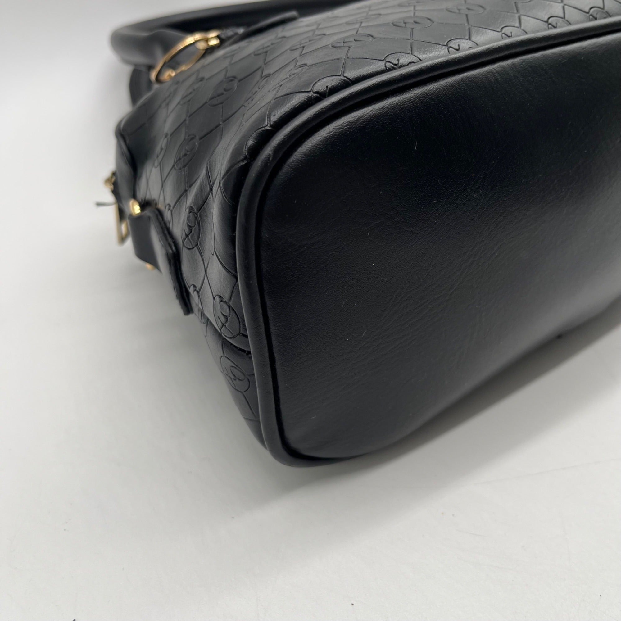 XOXO Black Faux Leather Logo Embossed Satchel Bag