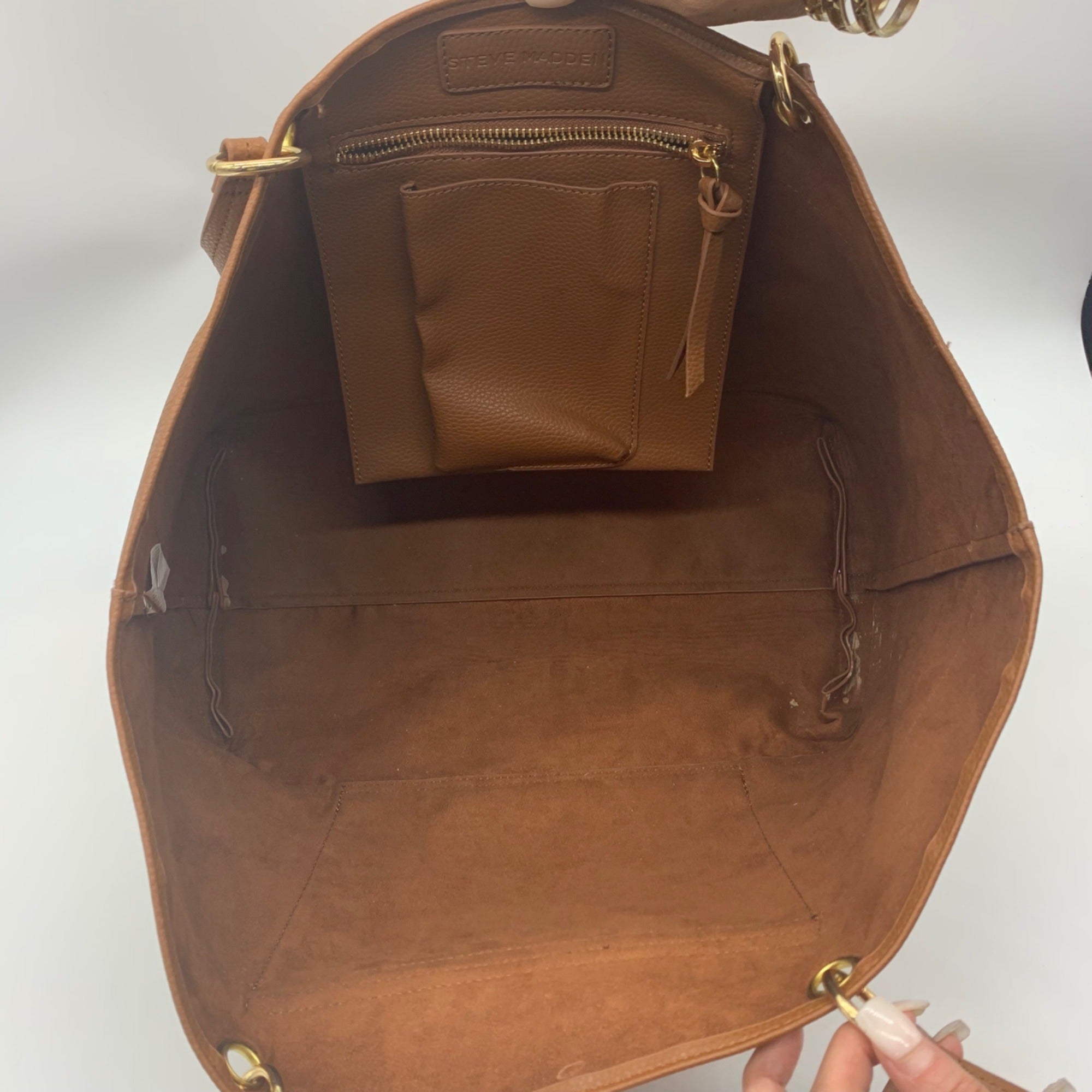 Steven Madden Brown Faux Leather Large Tote Set