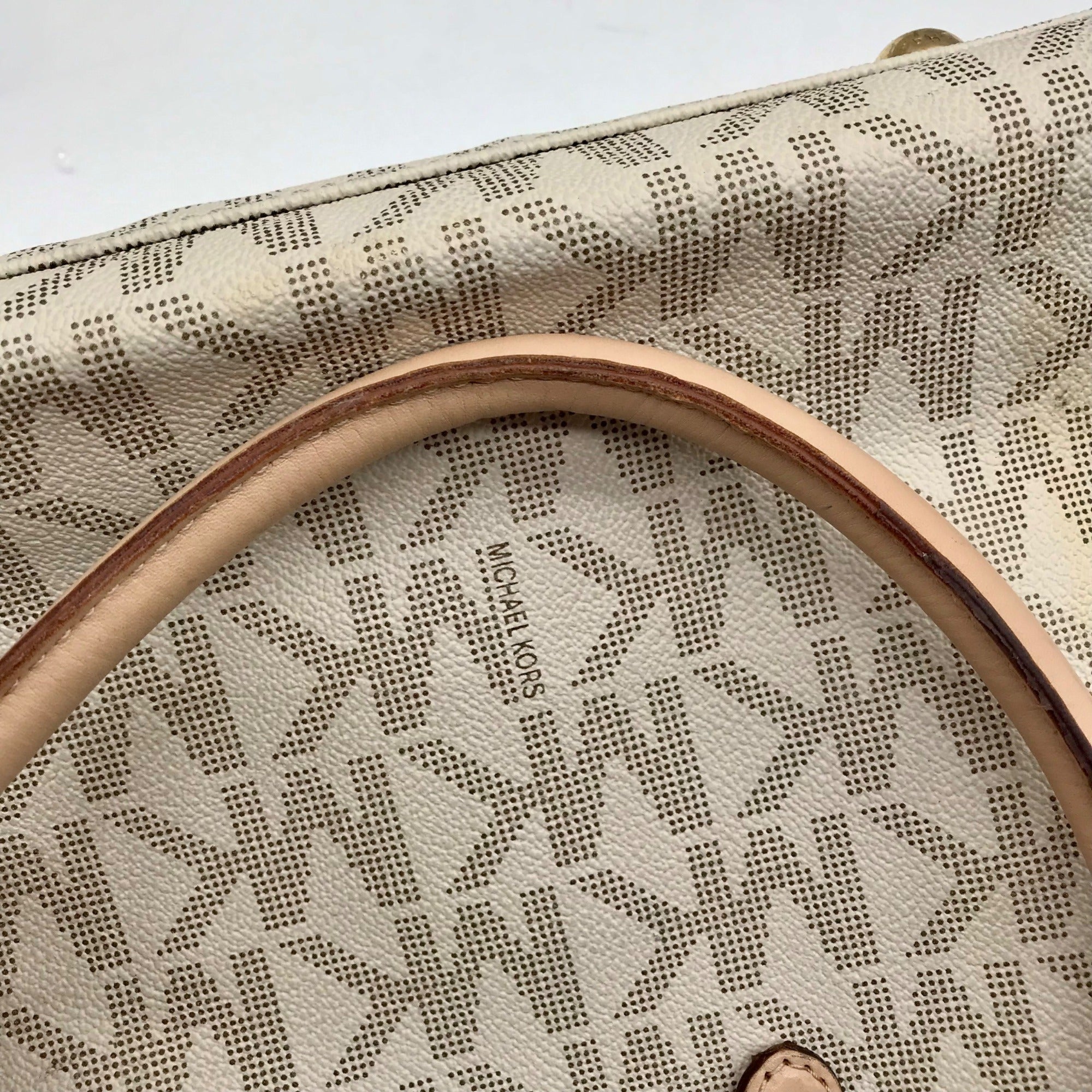 Michael Kors Vanilla Monogram Canvas Jet Set Work Tote Bag