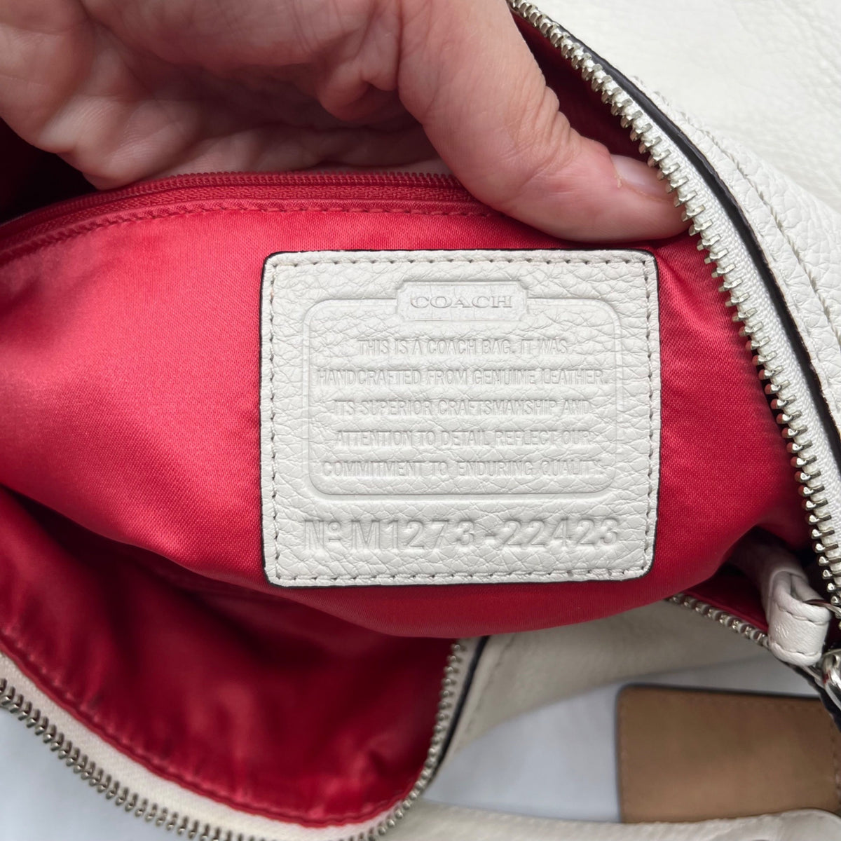 Coach Beige Poppy Avery Pebbled Hobo Bag 22423