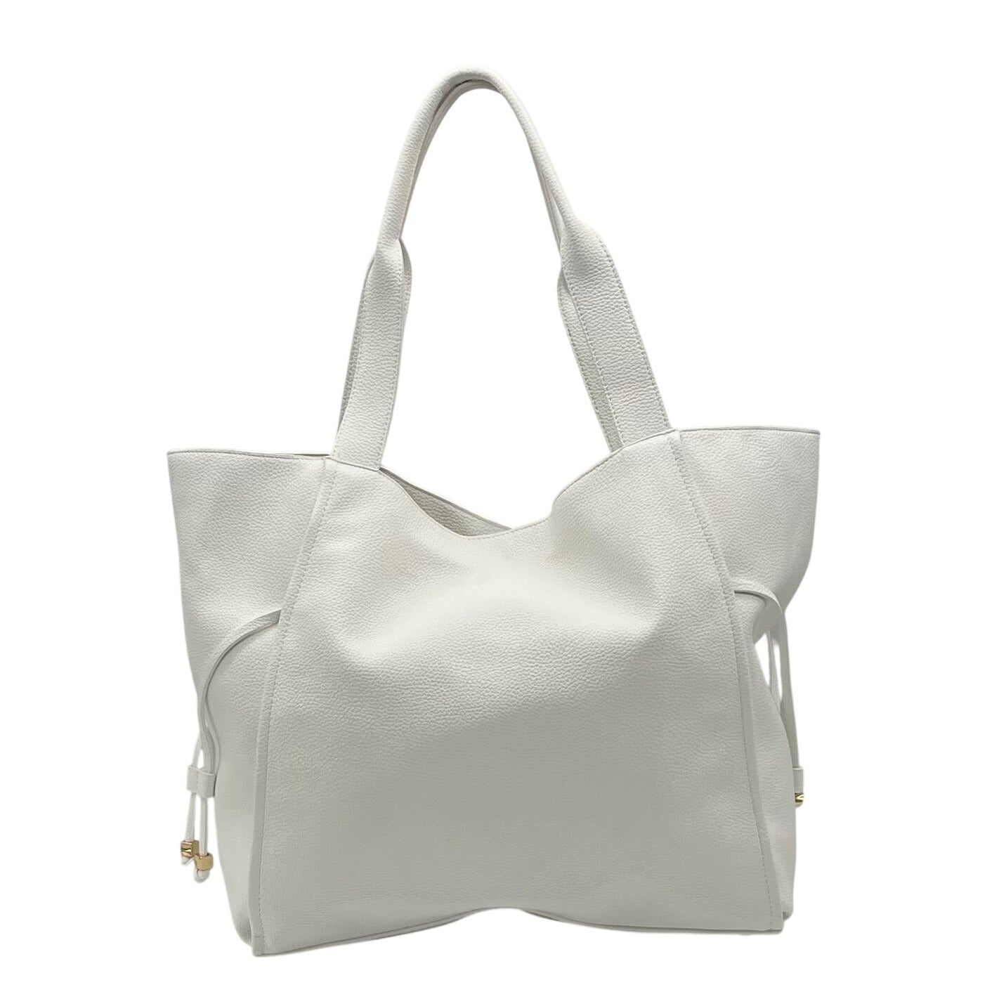 On 34th Jyyll Large White Faux Leather Solid Tote with Removable Pouch
