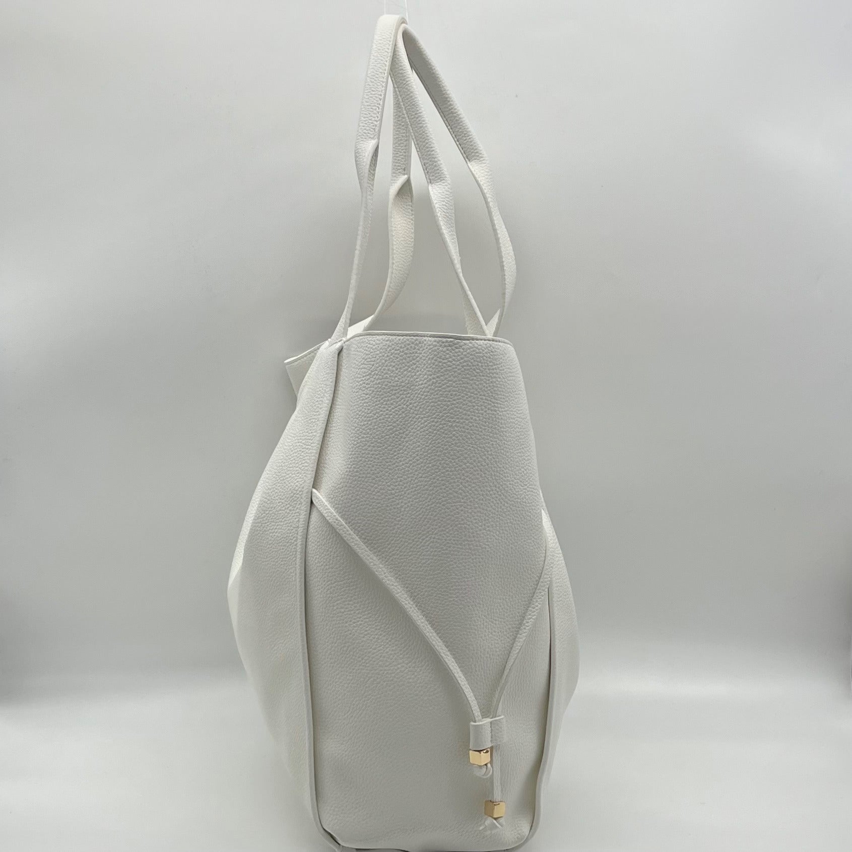 On 34th Jyyll Large White Faux Leather Solid Tote with Removable Pouch