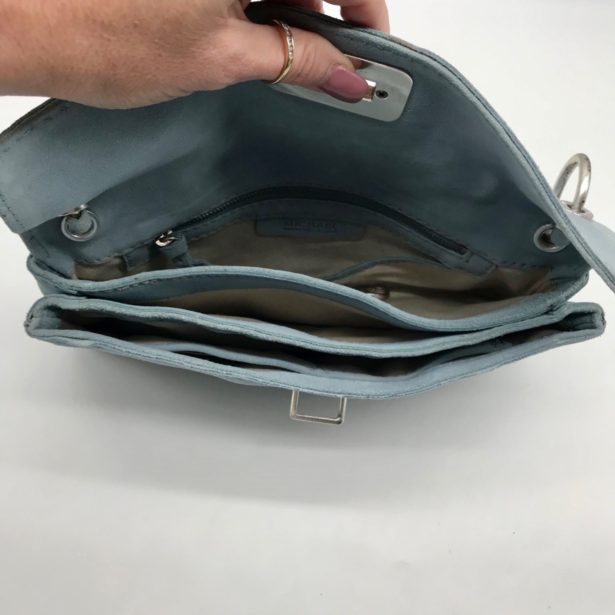 Michael Kors Light Blue Suede Shoulder Bag