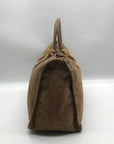 Borbonese Brown Suede Redwall Quail Print Satchel Bag
