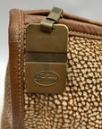 Borbonese Brown Suede Redwall Quail Print Satchel Bag