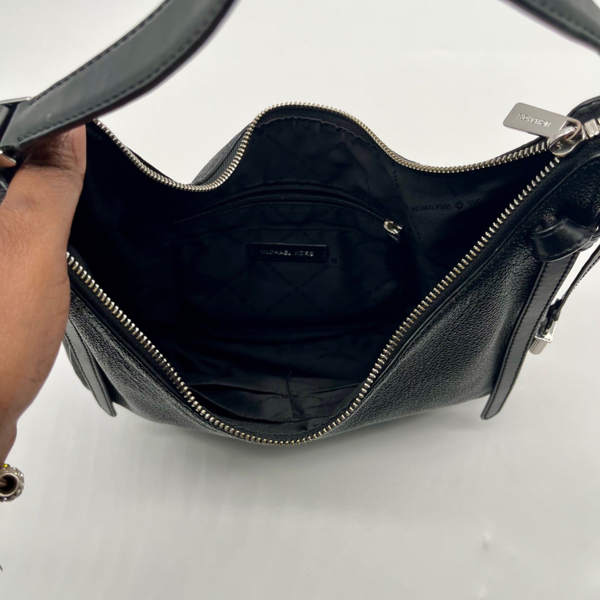 Michael Kors Black Pebbled Leather Hobo Bag