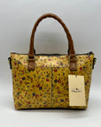 Patricia Nash Mustard Yellow Floral Print Floral Top Handle Satchel