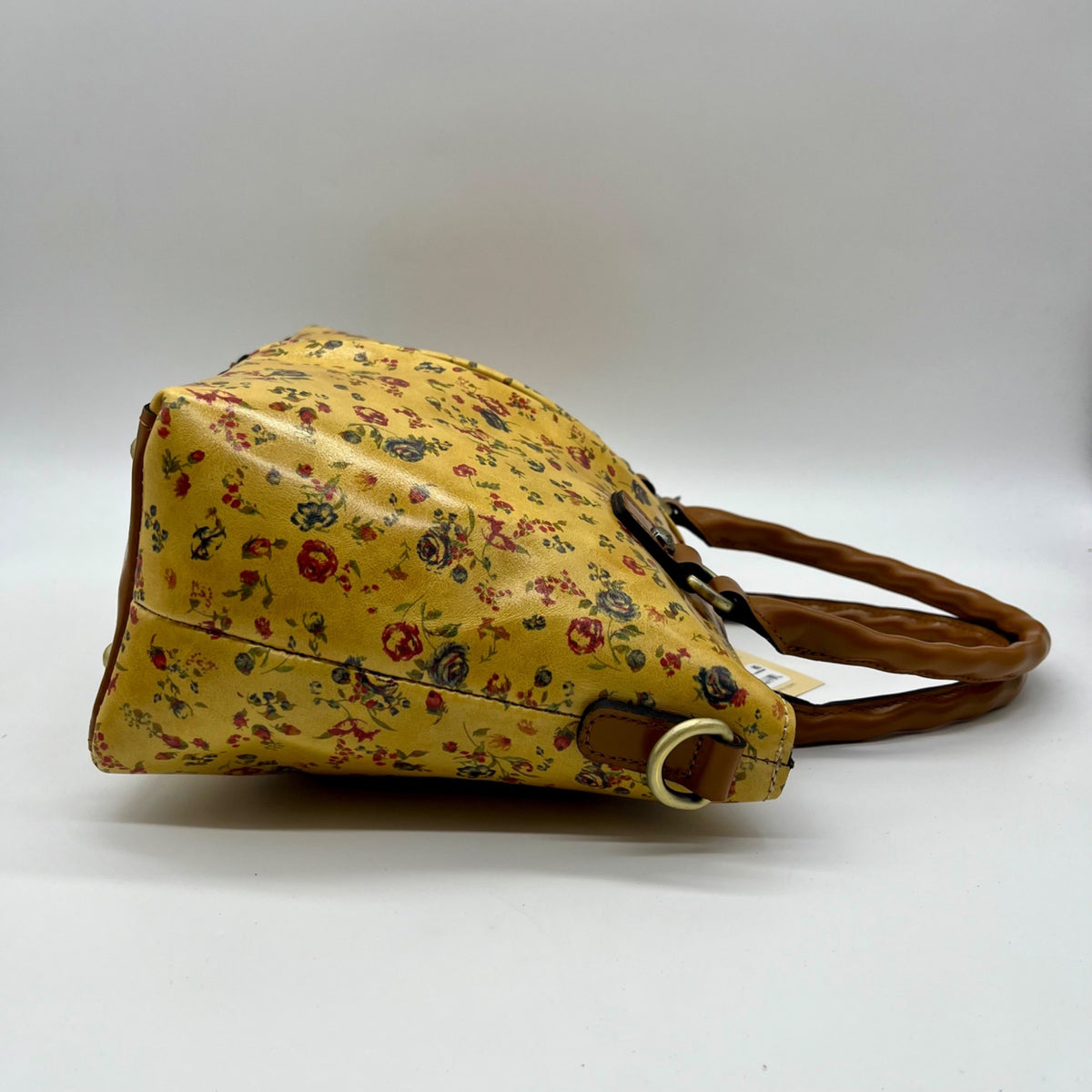 Patricia Nash Mustard Yellow Floral Print Floral Top Handle Satchel