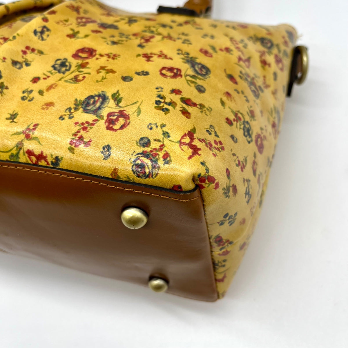 Patricia Nash Mustard Yellow Floral Print Floral Top Handle Satchel