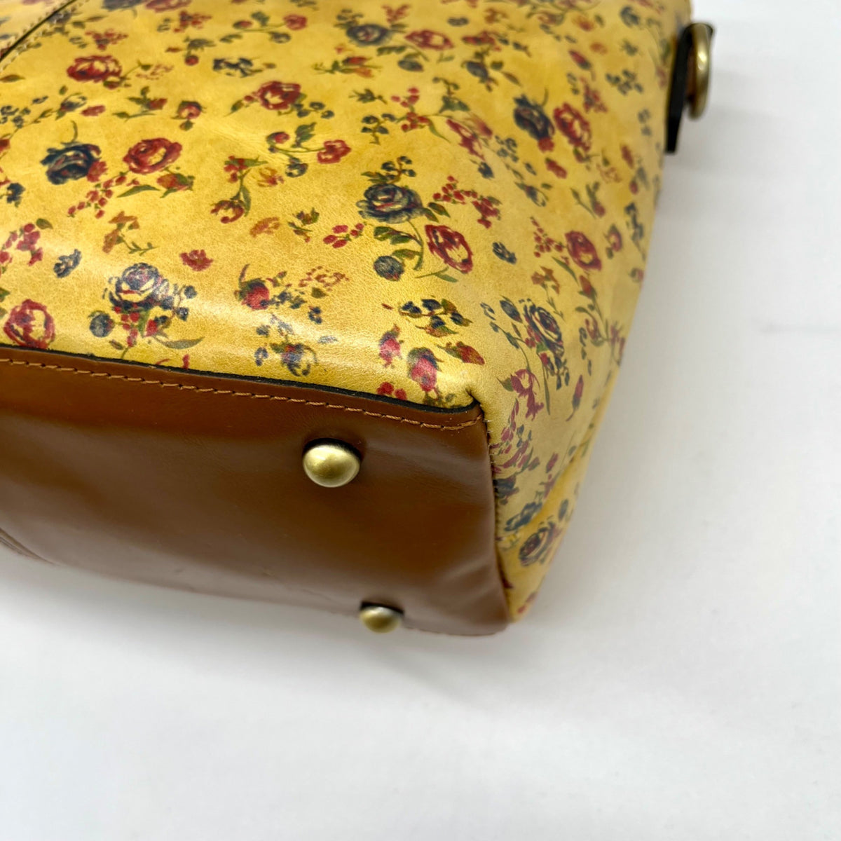 Patricia Nash Mustard Yellow Floral Print Floral Top Handle Satchel